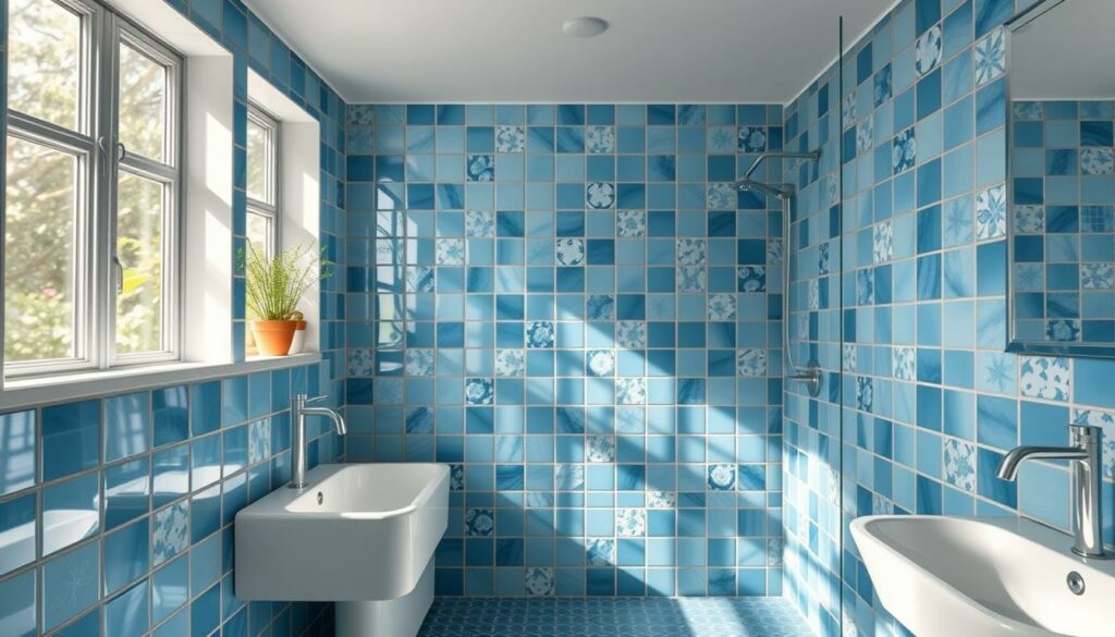 Blaue Badezimmerfliesen Design