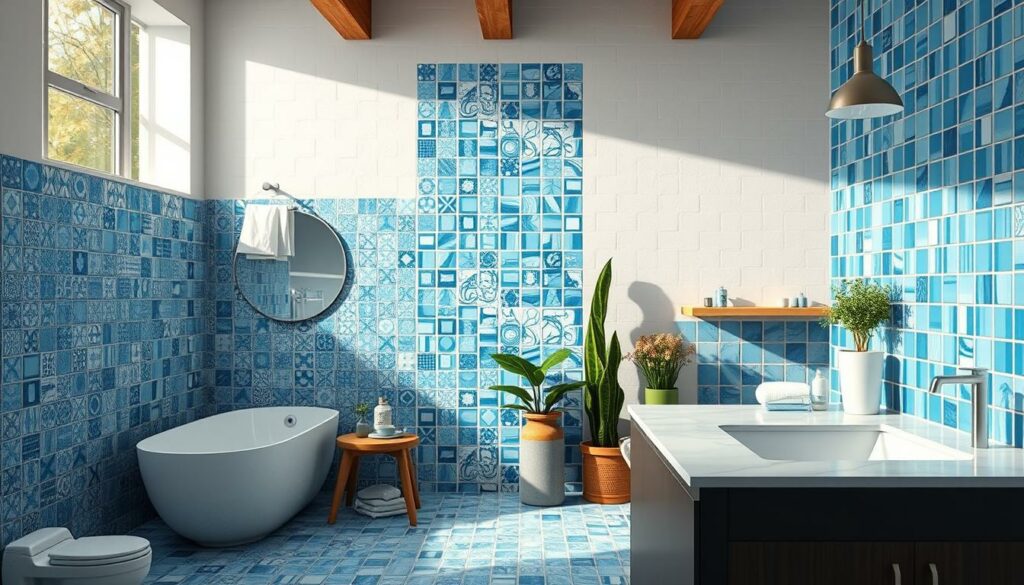 Blaue Fliesen Designvielfalt