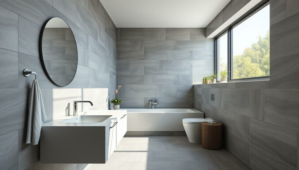 Graue Badfliesen Design