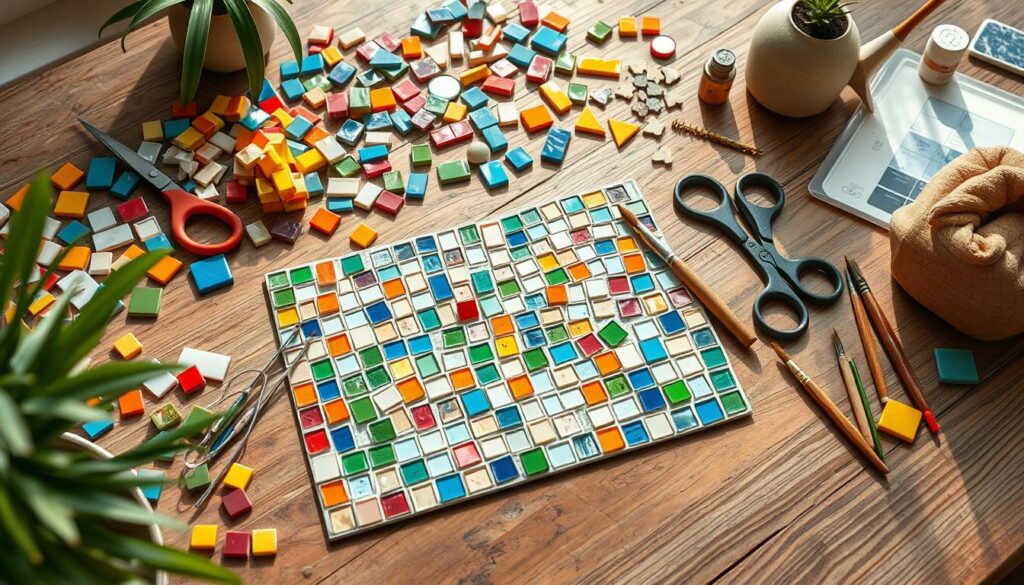 Mosaikfliesen basteln Anleitung