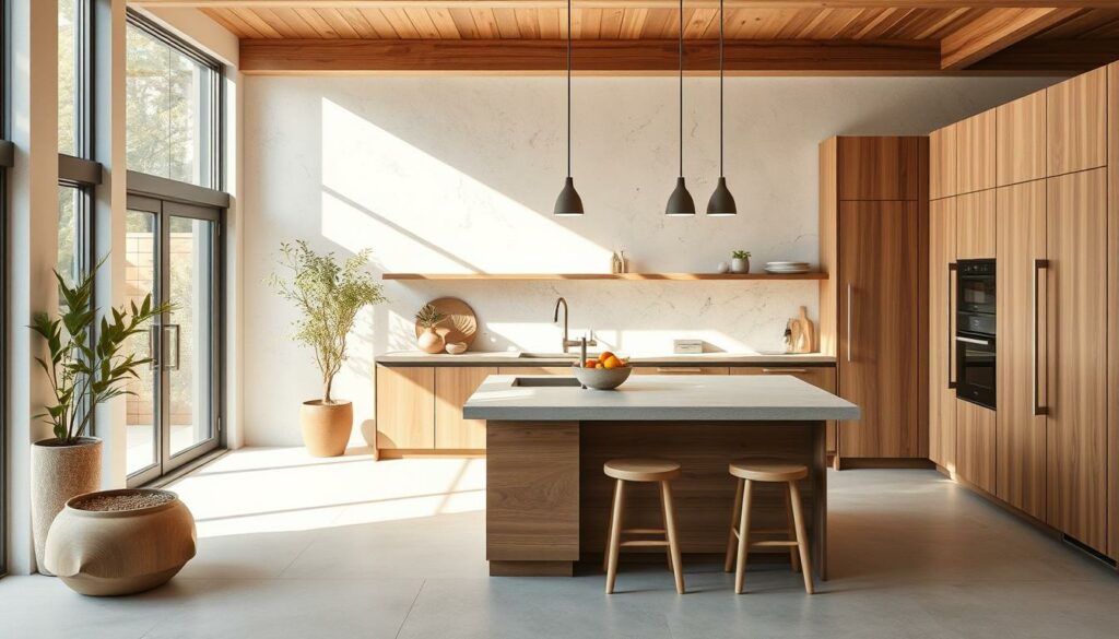 Naturmaterialien in minimalistischem Küchendesign