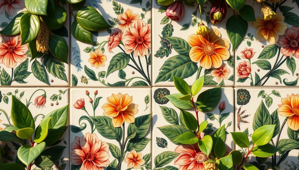 Botanische Motive auf Fliesen